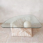 Дизайнерский журнальный стол в виде раковины с жемчужиной под прозрачной столешницей Fahin варинант исполнения - 1 | Loft Concept в Челябинске