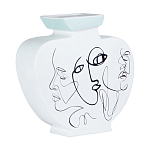 Ваза плоская белая с абстрактными черными линиями в форме лиц Faces of Imagination варинант исполнения - 1 | Loft Concept в Челябинске