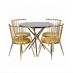 Обеденный стол с чёрной круглой столешницей на золотых ножках Rive Gauche Table варинант исполнения - 3 | Loft Concept в Челябинске