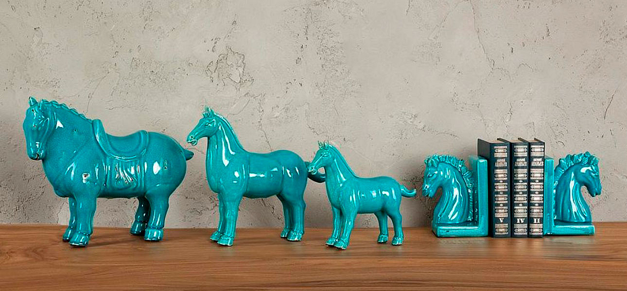 Фигурка керамика синяя лошадь большая Blue Horse Фигурка керамика синяя лошадь большая Blue Horse - Loft-Concept в Челябинске