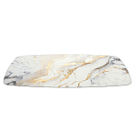 Обеденный стол с прямоугольной столешницей из стекла на черных металлических ножках White Marble варинант исполнения - 3 | Loft Concept в Челябинске