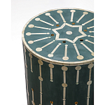 Приставной круглый столик с инкрустацией blue Mandika Bone Inlay  варинант исполнения - 1 | Loft Concept в Челябинске