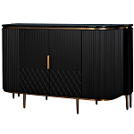 Комод черный округлой формы с рельефным фасадом Black Cut варинант исполнения - 1 | Loft Concept в Челябинске