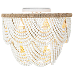 Круглый потолочный светильник с подвесками из круглых деревянных бусин Wooden Beads White Ceiling Lamp варинант исполнения - 1 | Loft Concept в Челябинске