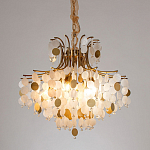 Люстра подвесная с белыми и золотыми круглыми подвесками Диаметр 70 см SHELL Chandelier варинант исполнения - 2 | Loft Concept в Челябинске