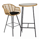 Барный столик с круглой плетеной столешницей Wicker Table Top варинант исполнения - 3 | Loft Concept в Челябинске