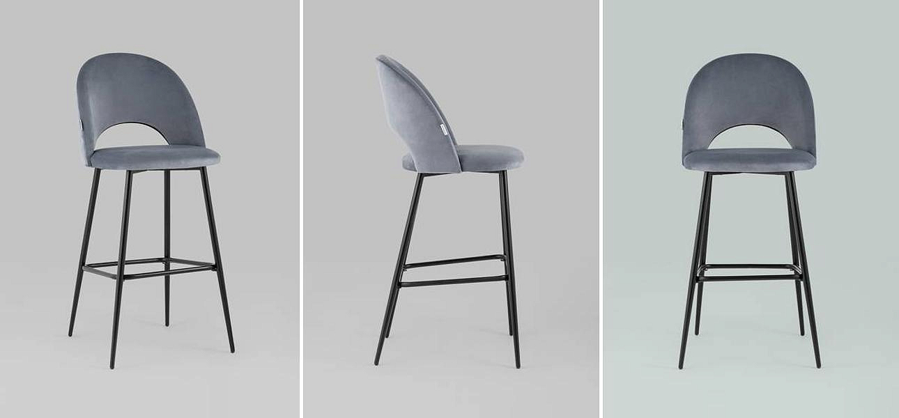 Барный Стул CLIFF Chair Серый Велюр Барный Стул CLIFF Chair Серый Велюр - Loft-Concept в Челябинске