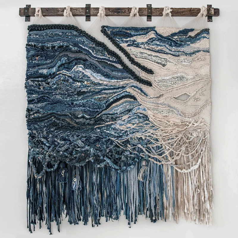 Большой гобелен в синих оттенках Blue Undine Бежевый Синий в Челябинске | Loft Concept 
