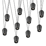 Подвесной светильник черными плафонами на длинных пересекающихся тросах Construction варинант исполнения - 9 | Loft Concept в Челябинске