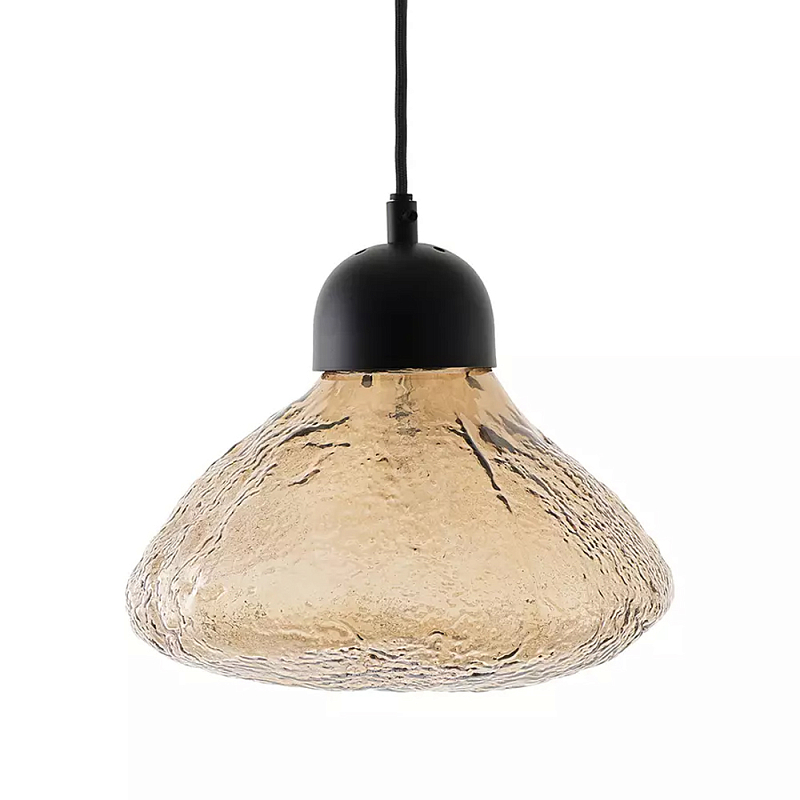Подвесной светильник с янтарным фактурным плафоном Lamp with Frozen Glass Effect Янтарный Черный Подвесной светильник с янтарным фактурным плафоном Lamp with Frozen Glass Effect Янтарный Черный в Челябинске | Loft Concept