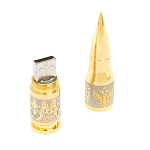 Флешка на 32 гб в виде патрона с гравировкой Герба РФ в подарочной коробке Metal Flash Drive варинант исполнения - 3 | Loft Concept в Челябинске