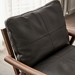 Кресло c каркасом из массива дерева и мягкой кожаной обивкой Walnut Armchair варинант исполнения - 5 | Loft Concept в Челябинске