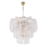 Люстра круглая многоярусная с прозрачными подвесками из стекла Hexagon Tube Light варинант исполнения - 2 | Loft Concept в Челябинске