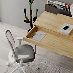 Стол письменный с выдвижным ящиком цвета древесины LEILA WORKING TABLE OAK ANTHRACITE варинант исполнения - 9 | Loft Concept в Челябинске