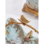 Блюдо из голубого фарфора с бронзовой ручкой в виде ветки Blue Garden варинант исполнения - 5 | Loft Concept в Челябинске