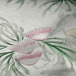 Обои ручная роспись Silk Tree Colourway SC-92 on Crackled Silver on Shell Pink metallic silk варинант исполнения - 2 | Loft Concept в Челябинске
