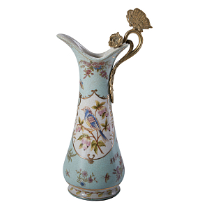 Кувшин с цветочным рисунком и бронзовой ручкой Blue Garden