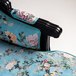 Трехместный диван из натурального бука бирюзовый с изображением птиц и цветов Turquoise Chinoiserie Garden Sofa варинант исполнения - 7 | Loft Concept в Челябинске