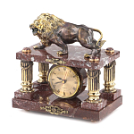Часы настольные из креноида и бронзы с декором в виде льва Lion Stone Clock варинант исполнения - 3 | Loft Concept в Челябинске