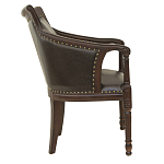 Кресло кожаное на 4-х деревянных ножках из массива березы Ethan Armchair brown варинант исполнения - 1 | Loft Concept в Челябинске
