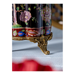 Ваза из фарфора черная с цветочной росписью и бронзовой стрекозой Spring Garden варинант исполнения - 7 | Loft Concept в Челябинске