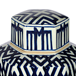Ваза с крышкой и графическим узором в сине-белых цветах Blue & White Ornament  варинант исполнения - 4 | Loft Concept в Челябинске