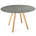 Стол обеденный с серой овальной столешницей из керамики на четырех деревянных ножках Gray Ceramics варинант исполнения - 6 | Loft Concept в Челябинске