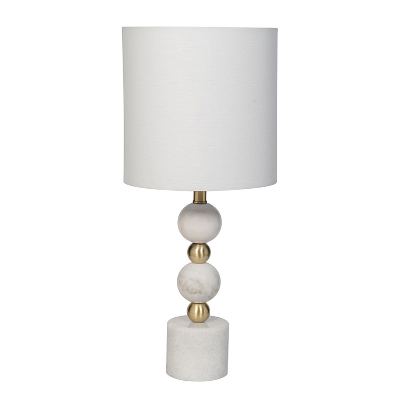 Лампа настольная с каркасом из мраморных шаров и белым абажуром Floor lamp Jewelry Белый Золотой в Челябинске | Loft Concept 