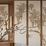 Обои с вышивкой ручной работы Deco Wisteria ﻿Midas colourway on Liso Pearl wool sateen варинант исполнения - 3 | Loft Concept в Челябинске