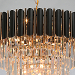 Люстра из черного металла с многоярусными подвесками из прозрачного хрусталя на золотой цепи Empire Black Chandelier Crystal варинант исполнения - 9 | Loft Concept в Челябинске