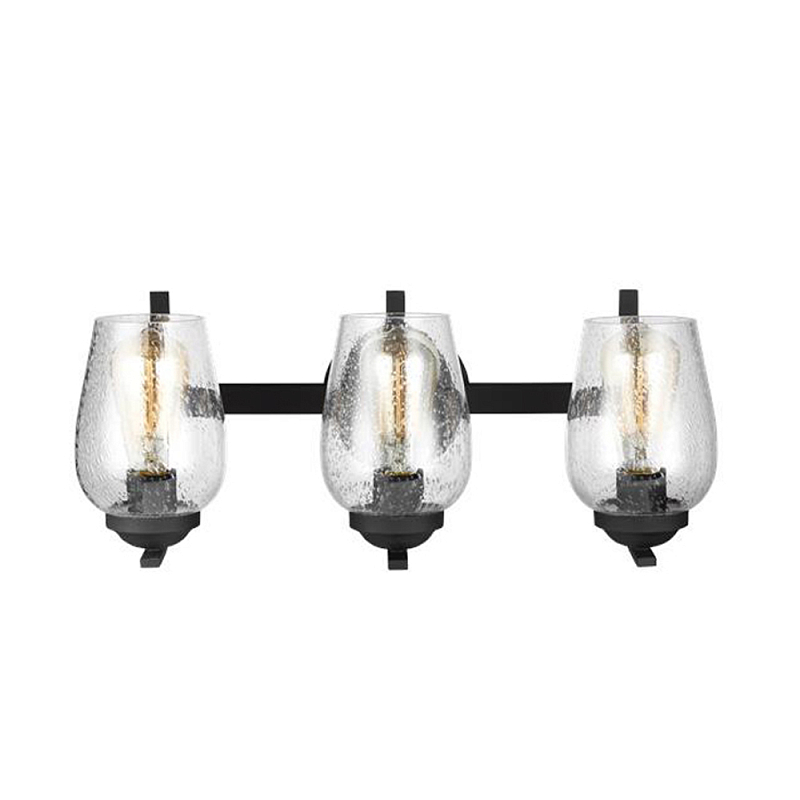 Бра черного цвета с 3-мя плафонами из прозрачного стекла с пузырьками Generation Lighting Черный Прозрачное Стекло в Челябинске | Loft Concept 