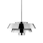 Подвесной светильник с широким многоярусным металлическим плафоном цвета никель в современном стиле Feiss варинант исполнения - 1 | Loft Concept в Челябинске