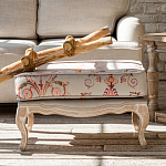 Мягкая банкетка из массива бука серая с растительным орнаментом Raffael Grey Floral Banquette варинант исполнения - 6 | Loft Concept в Челябинске