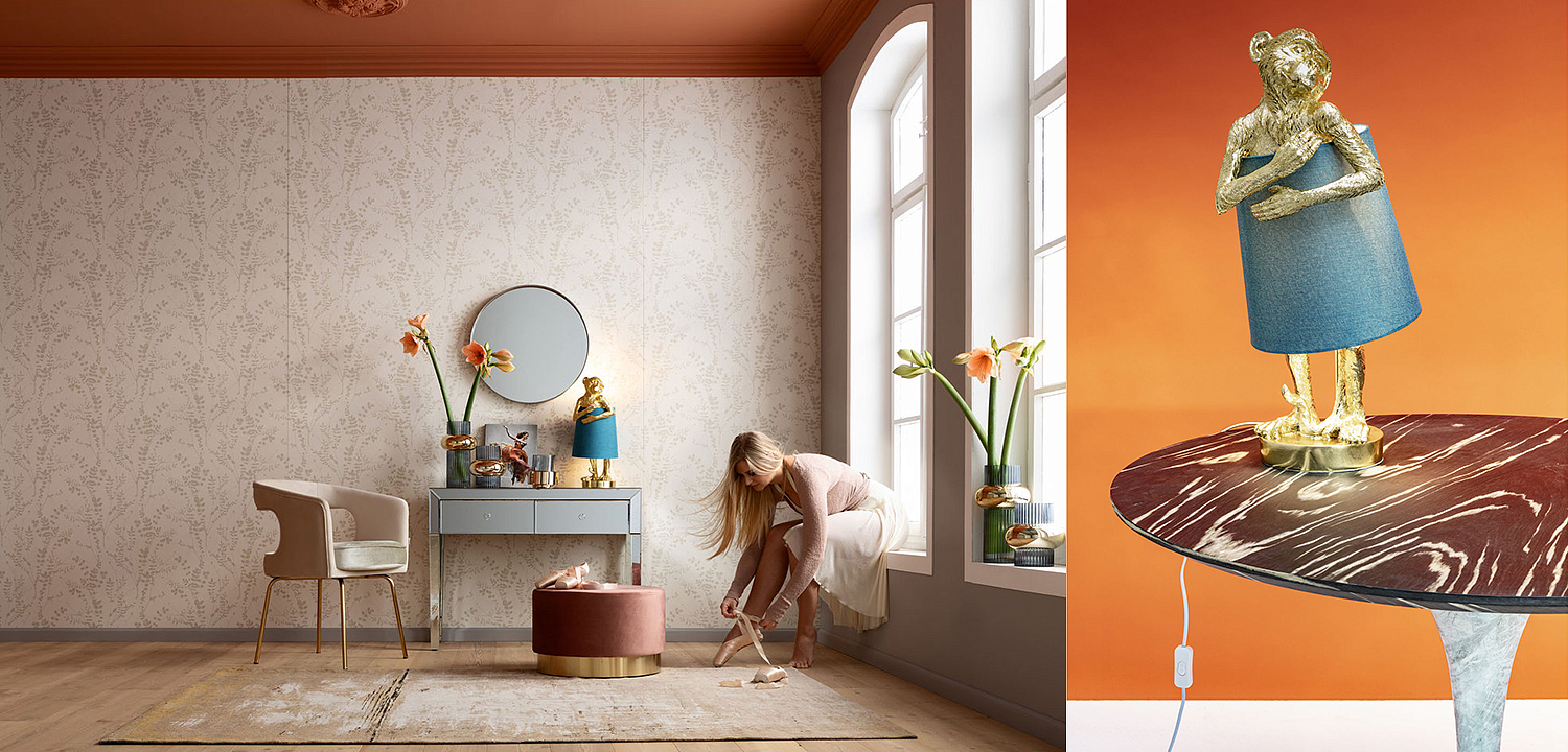 Настольная лампа Golden Monkey Hugging Lampshade Настольная лампа Golden Monkey Hugging Lampshade - Loft-Concept в Челябинске