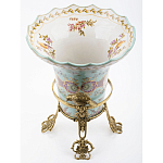 Ваза из голубого фарфора с рисунком птиц и цветов и декоративными элементами Blue Garden варинант исполнения - 3 | Loft Concept в Челябинске