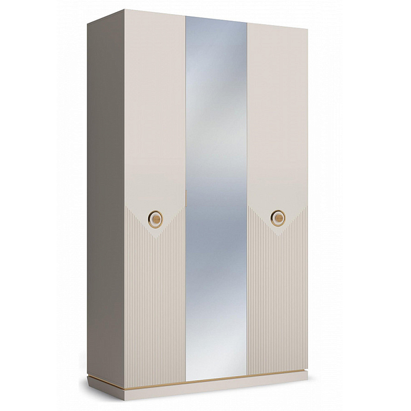 Шкаф трёхдверный с 1-ой зеркальной дверью Satin Furniture Бежево-серый Шкаф трёхдверный с 1-ой зеркальной дверью Satin Furniture Бежево-серый в Челябинске | Loft Concept