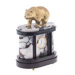 Часы настольные бронзовые с декором в виде медведя Bear Stone Clock варинант исполнения - 3 | Loft Concept в Челябинске