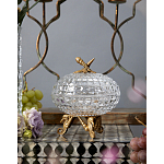 Конфетница прозрачная стеклянная на бронзовых ножках в виде морских коньков с крышкой в виде ракушки Eden Garden варинант исполнения - 3 | Loft Concept в Челябинске