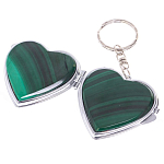 Зеркало брелок складное двухстороннее в форме сердца из натурального камня Малахит Stone Mirrors варинант исполнения - 2 | Loft Concept в Челябинске