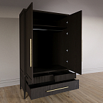 Шкаф платяной Primo с выдвижными ящиками шпон Темный орех варинант исполнения - 4 | Loft Concept в Челябинске