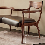 Кушетка с деревянным каркасом и сиденьем из коричневой натуральной кожи Moon Walnut Furniture варинант исполнения - 4 | Loft Concept в Челябинске