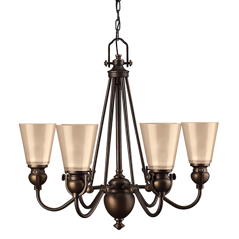 Люстра бронзового цвета с конусными плафонами из бежевого стекла Hinkley Бронза Бежевый в Челябинске | Loft Concept 