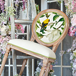 Стул бежевый из натурального бука с изображением птиц и цветов Blooming Birds варинант исполнения - 3 | Loft Concept в Челябинске