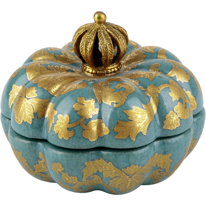 Фарфоровая шкатулка Pumpkin with a crown Бронза Голубой Фарфоровая шкатулка Pumpkin with a crown Бронза Голубой в Челябинске | Loft Concept