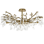 Потолочная люстра в виде ветвей деревьев золотого цвета с прозрачными подвесками-каплями Droplet Chandelier варинант исполнения - 1 | Loft Concept в Челябинске