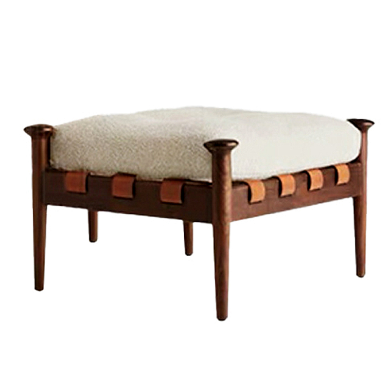 Пуф с каркасом из дерева и обивкой из ткани букле Furniture Medieval Молочный Пуф с каркасом из дерева и обивкой из ткани букле Furniture Medieval Молочный в Челябинске | Loft Concept