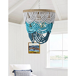 Круглая многоярусная люстра с подвесками в виде круглых бусин Wooden Beads Turquoise Chandelier варинант исполнения - 2 | Loft Concept в Челябинске