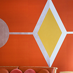 Обои ручная роспись Chez Nina by India Mahdavi Lantana colourway on Arancio dyed silk варинант исполнения - 3 | Loft Concept в Челябинске