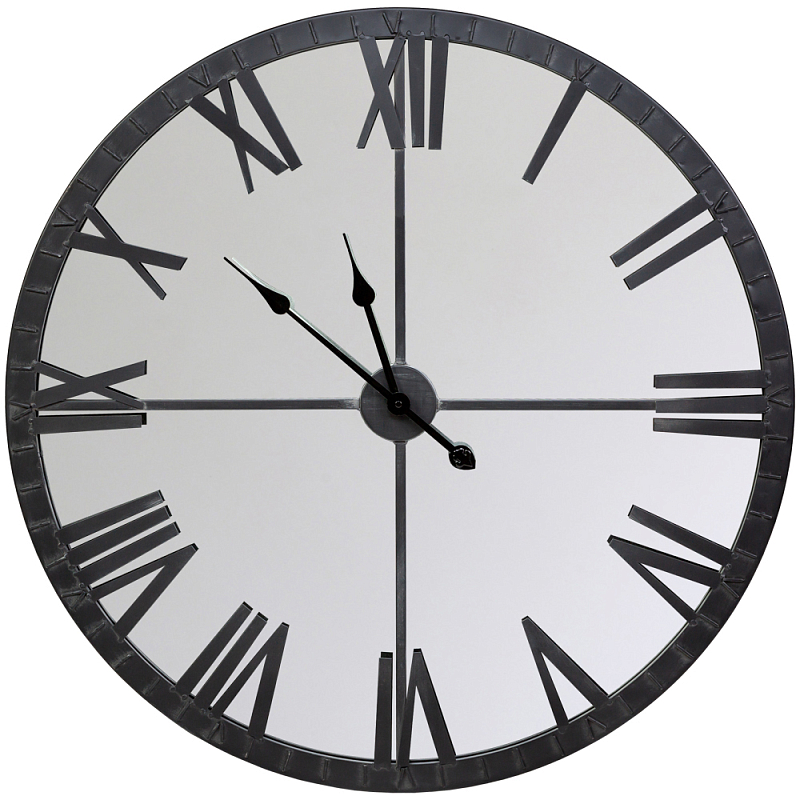 Часы настенные зеркальные с чёрным металлическим циферблатом Mirror Tower Clock Черный Зеркало Часы настенные зеркальные с чёрным металлическим циферблатом Mirror Tower Clock Черный Зеркало в Челябинске | Loft Concept
