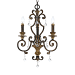 Люстра с подвесками из прозрачного стекла на кованом каркасе бронзового цвета в классическом стиле Quoizel варинант исполнения - 11 | Loft Concept в Челябинске